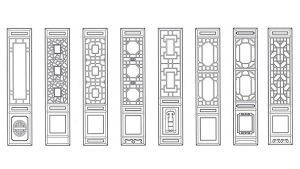 皇桐镇喜迎门中式花格CAD设计图样式大全