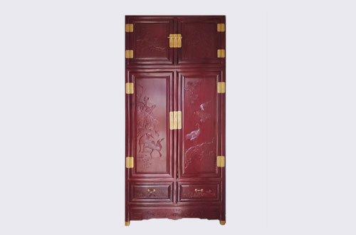 皇桐镇高端中式家居装修深红色纯实木衣柜