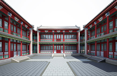 皇桐镇北京四合院设计古建筑鸟瞰图展示