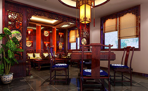皇桐镇古典中式风格茶楼包间设计装修效果图