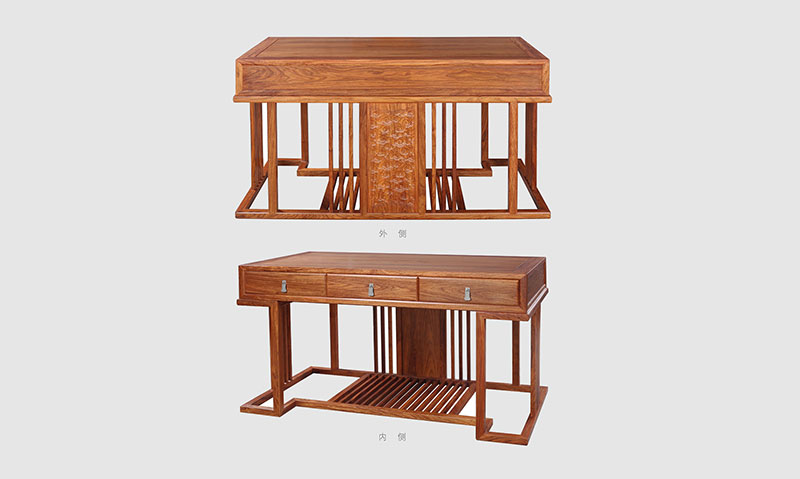 皇桐镇 别墅中式家居书房装修实木书桌效果图