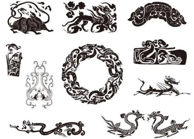 皇桐镇龙纹和凤纹的中式图案